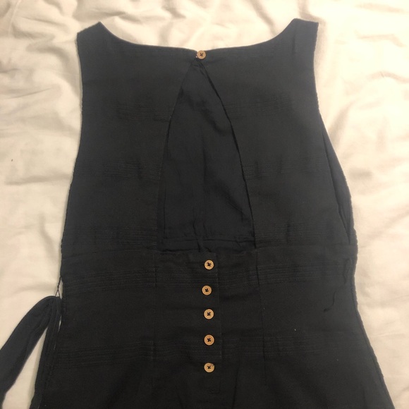 SOLD✨New FREE PEOPLE Zahara Linen Tie Waist Black Dress - Picture 5 of 7